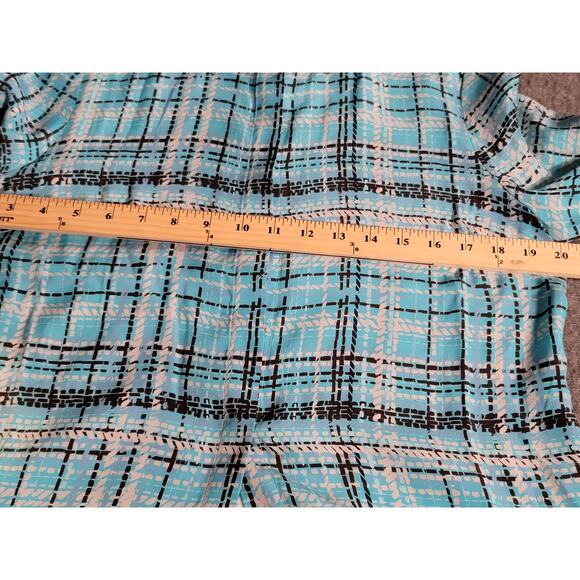 Tyler Boe Ellery Silk Plaid Button Up  Bell Sleeve Multi Top Women's Size 12 - Picture 10 of 10